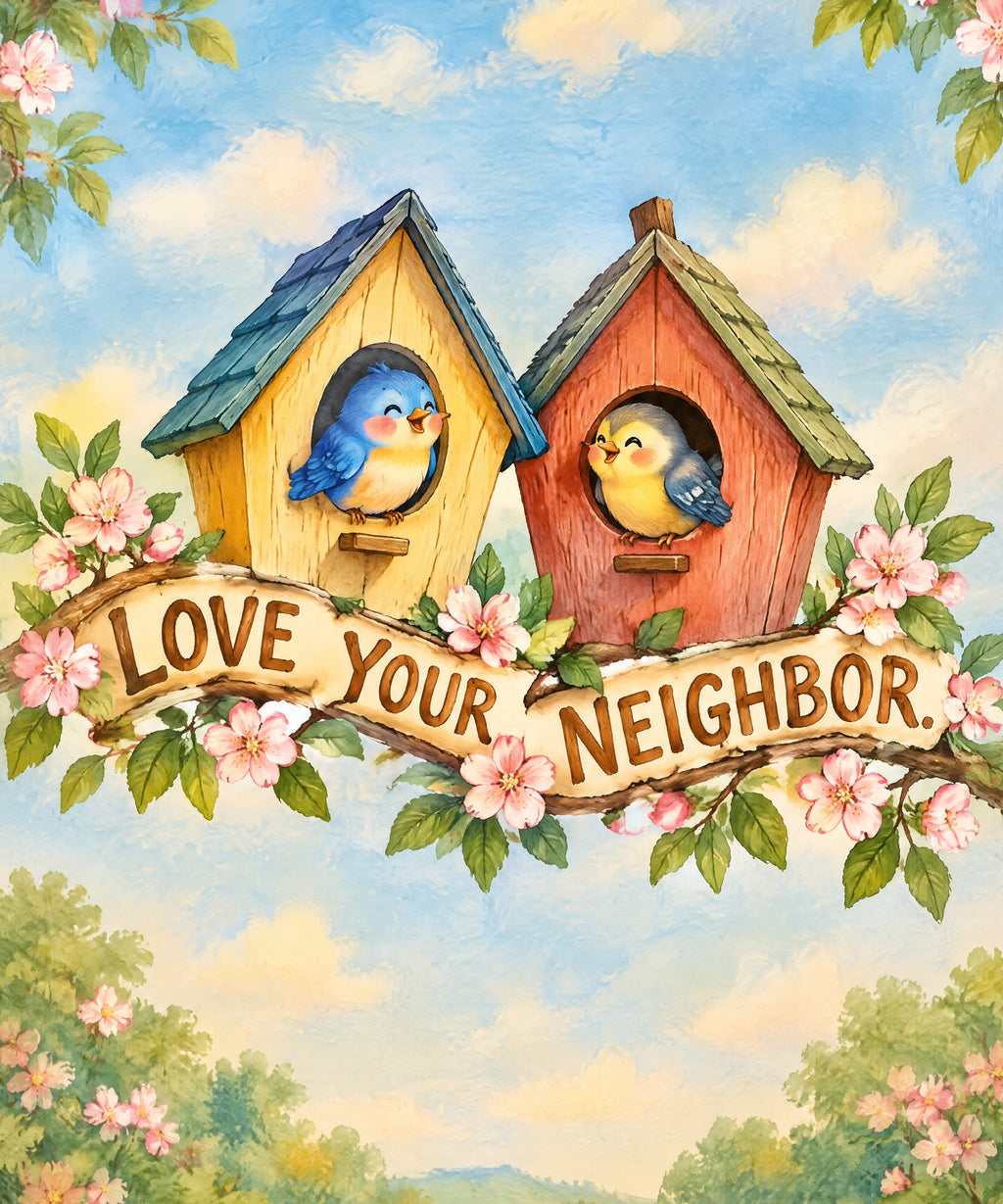 Love Your Neighbor. blanket, full design