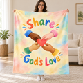 Share God's Love. blanket, held open