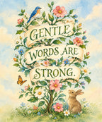 Gentle Words Are Strong. blanket, full design