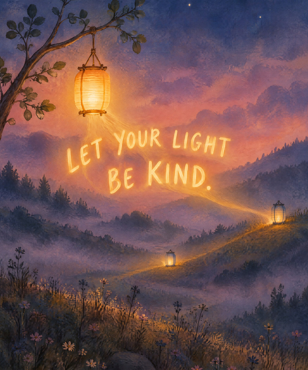 Let Your Light Be Kind. blanket, full design
