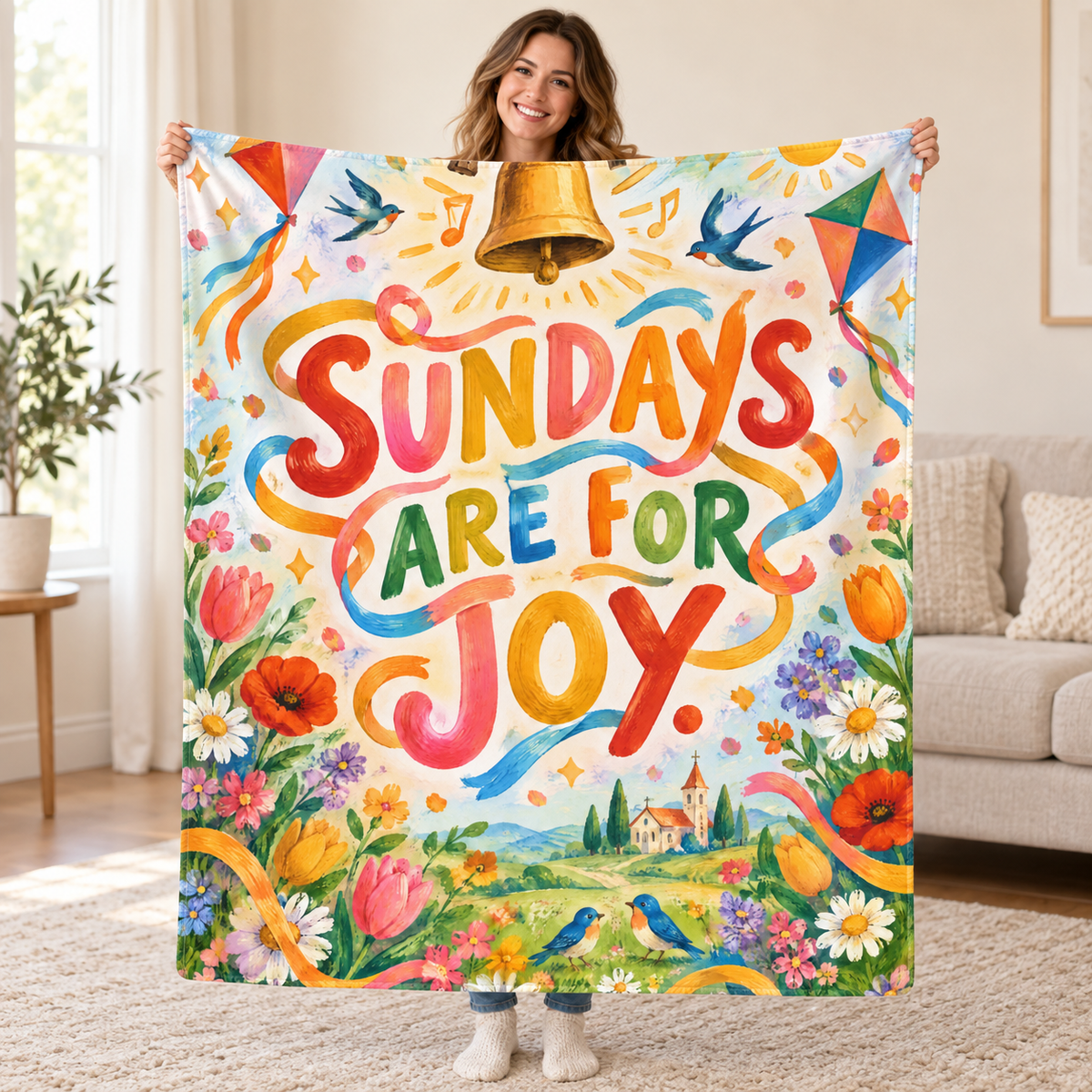 Sundays Are for Joy. blanket, held open