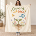 Growing with God. blanket, held open