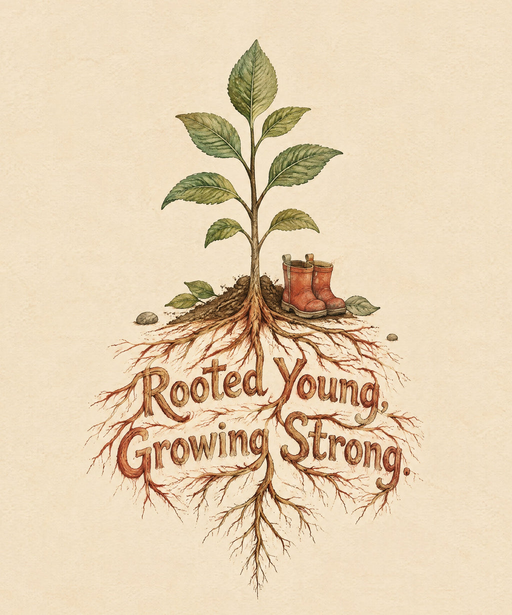 Rooted Young, Growing Strong. blanket, full design
