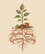 Rooted Young, Growing Strong. blanket, full design
