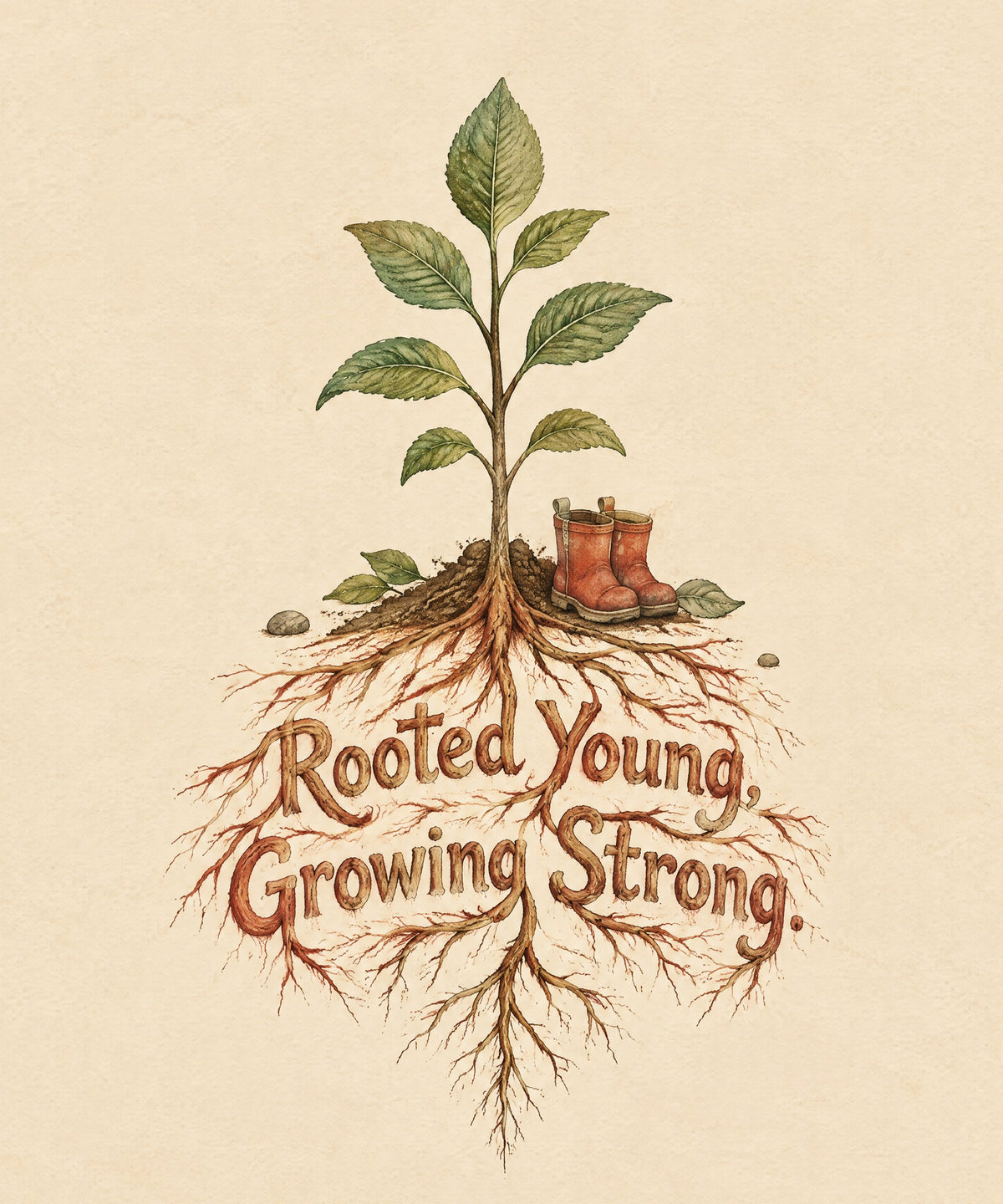 Rooted Young, Growing Strong. blanket, full design