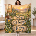 Order My Steps Today. blanket, held open