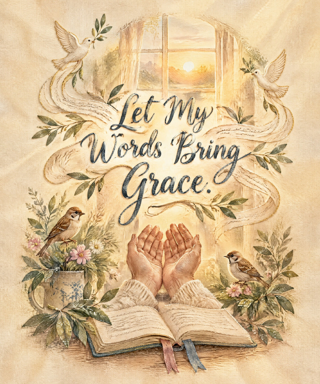 Let My Words Bring Grace. blanket, full design
