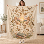 Into Your Hands I Place This Day. blanket, held open