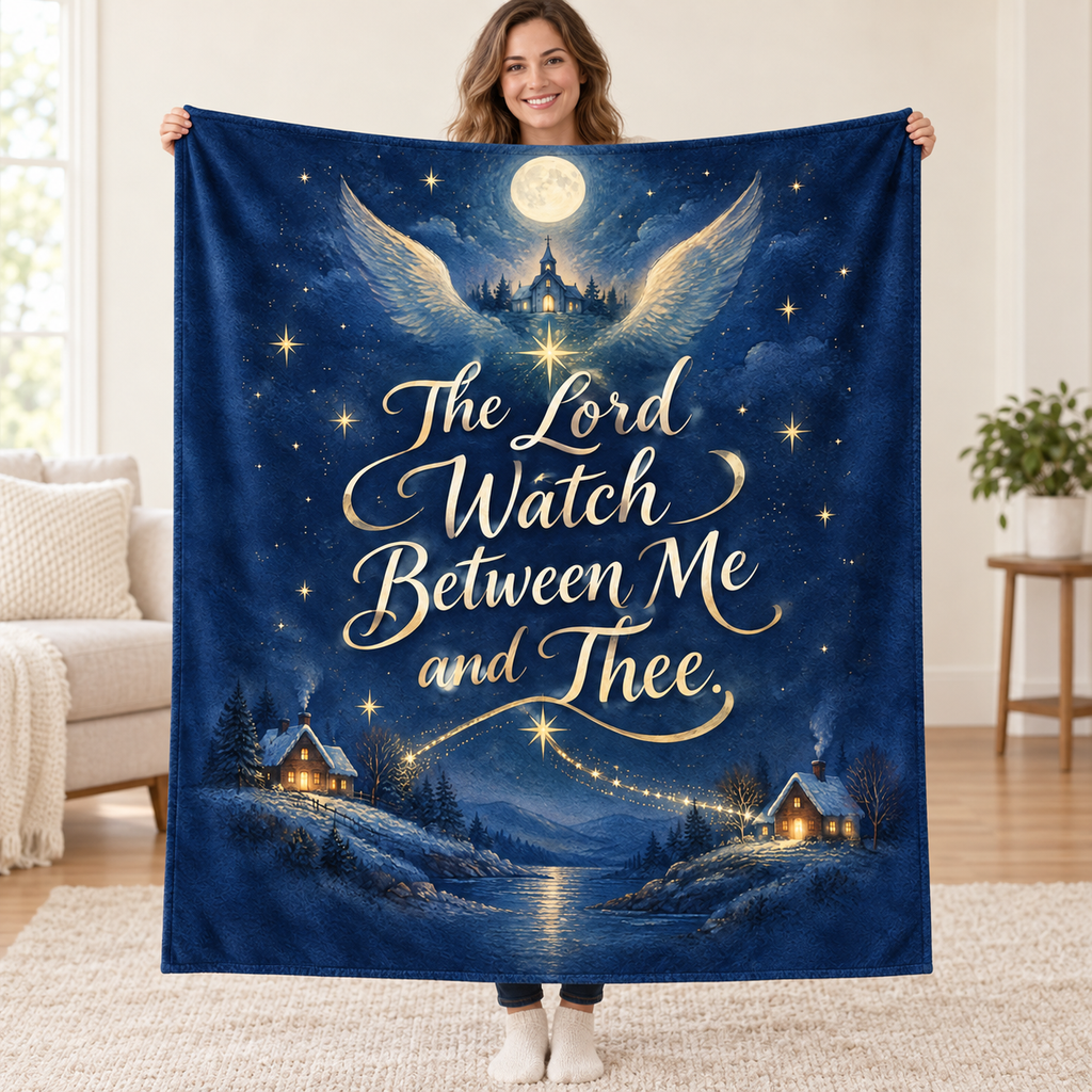 The Lord Watch Between Me and Thee. blanket, held open