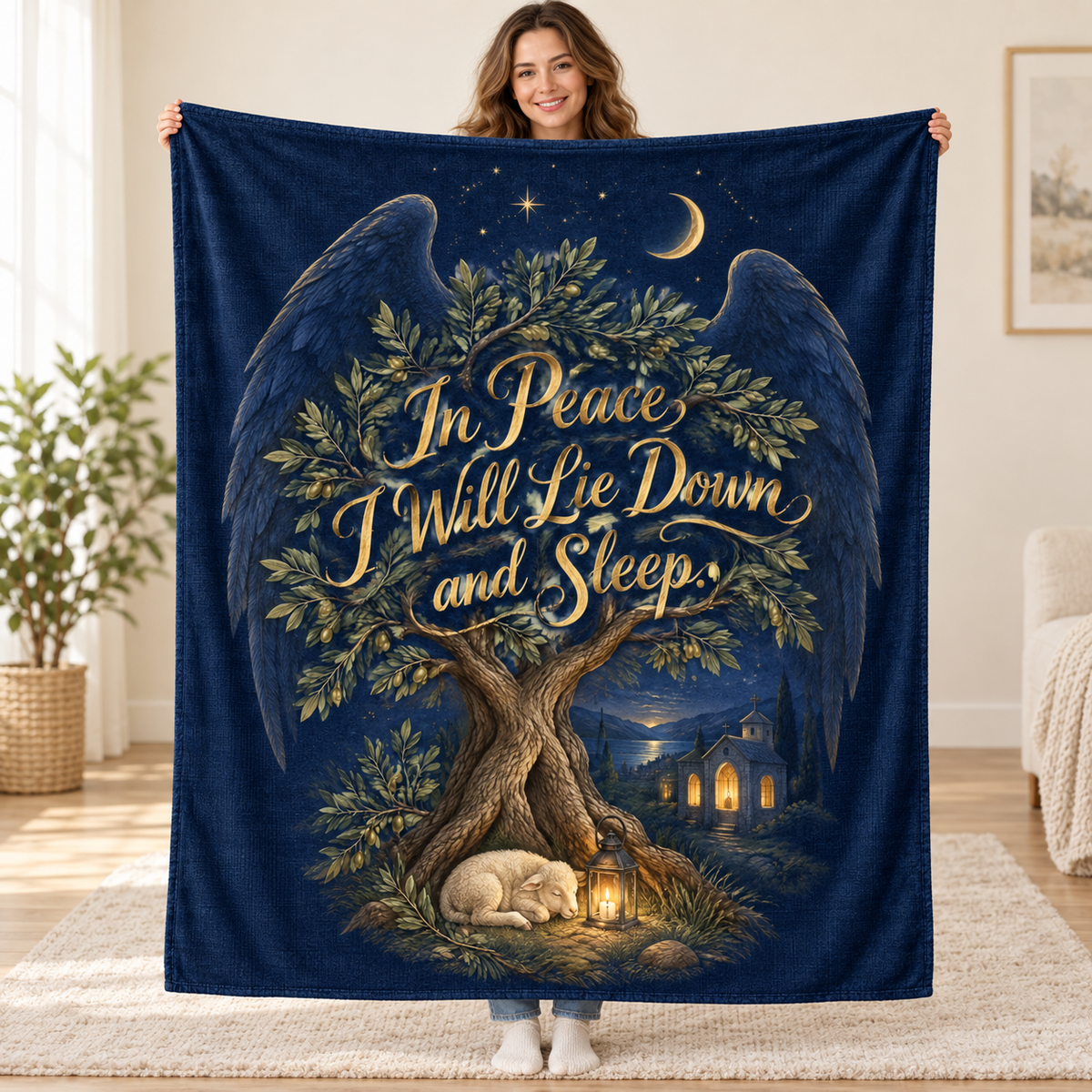 In Peace I Will Lie Down and Sleep. blanket, held open