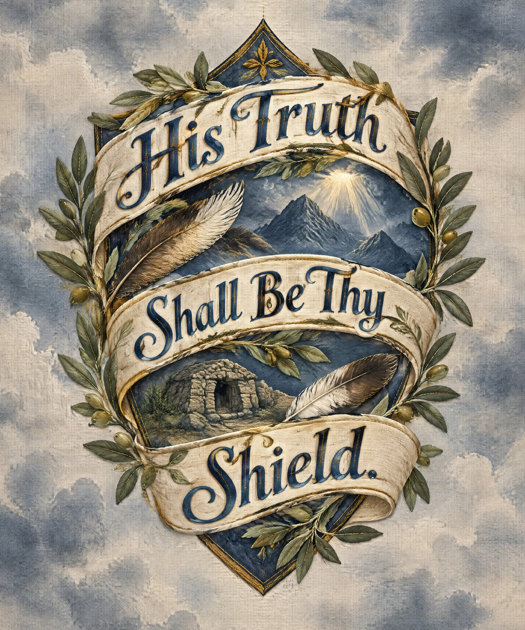 His Truth Shall Be Thy Shield. blanket, full design