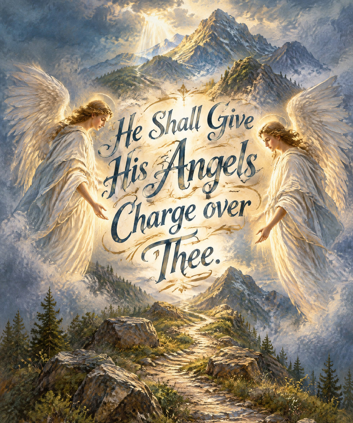 He Shall Give His Angels Charge over Thee. blanket, full design