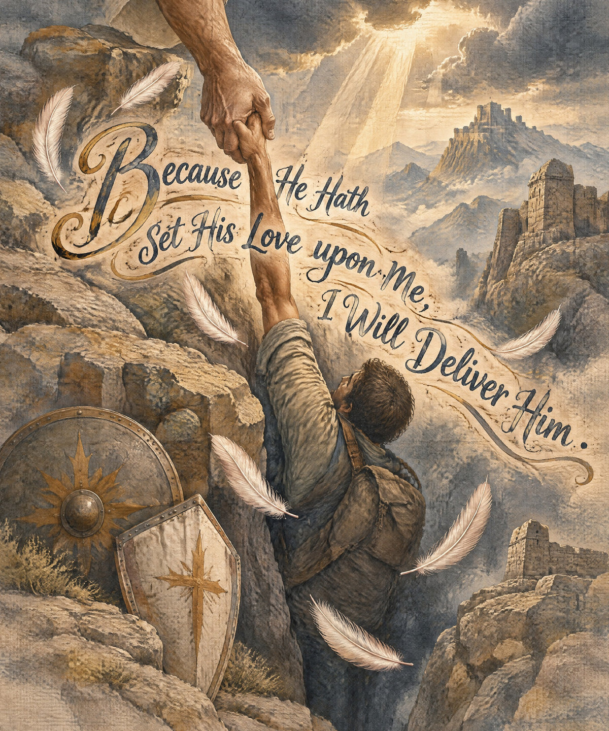 Because He Hath Set His Love upon Me, I Will Deliver Him. blanket, full design