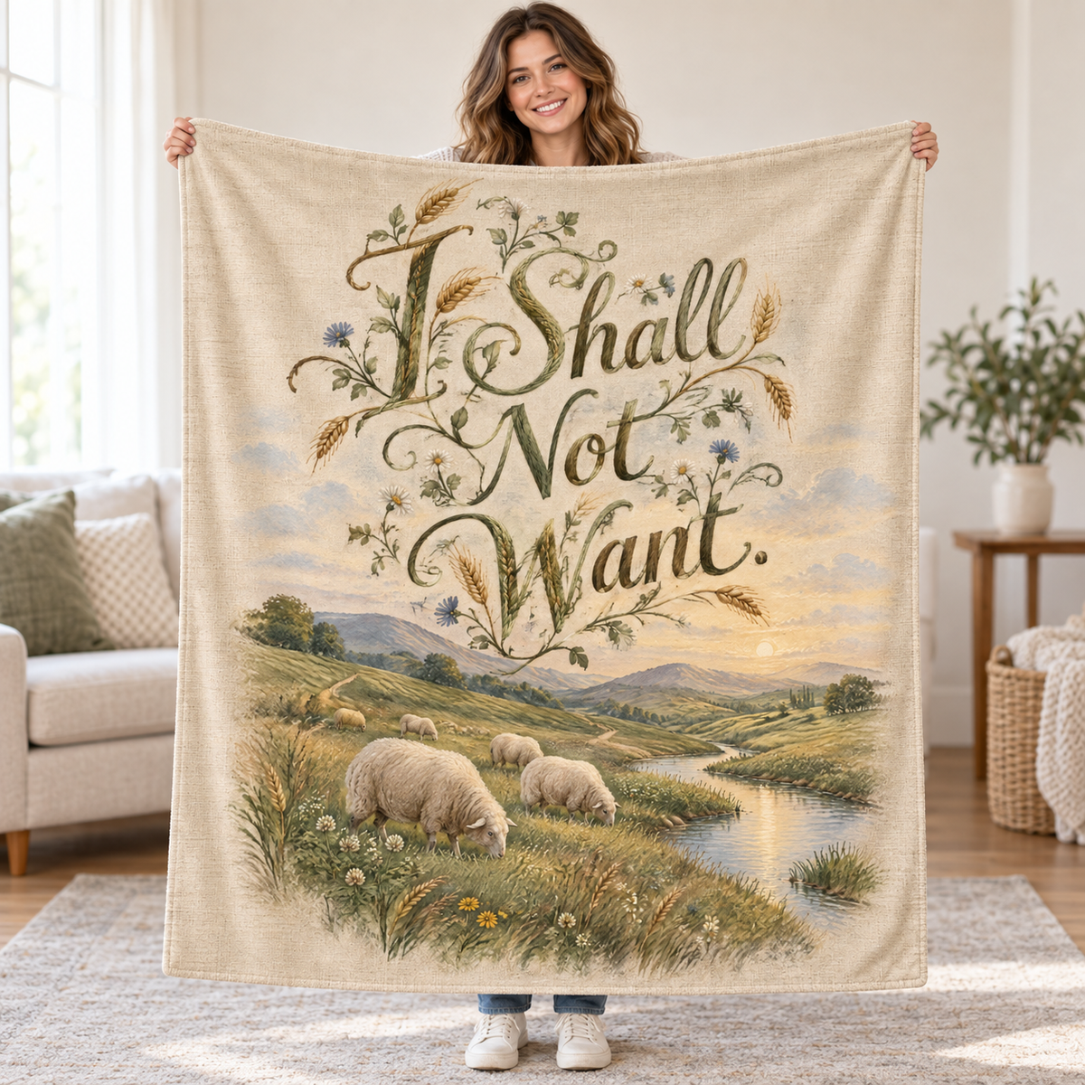 I Shall Not Want. blanket, held open