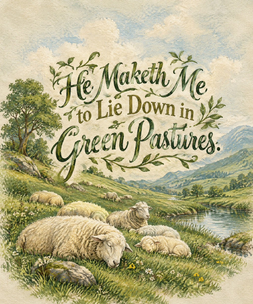 He Maketh Me to Lie Down in Green Pastures. blanket, full design