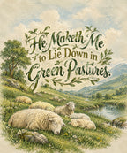 He Maketh Me to Lie Down in Green Pastures. blanket, full design